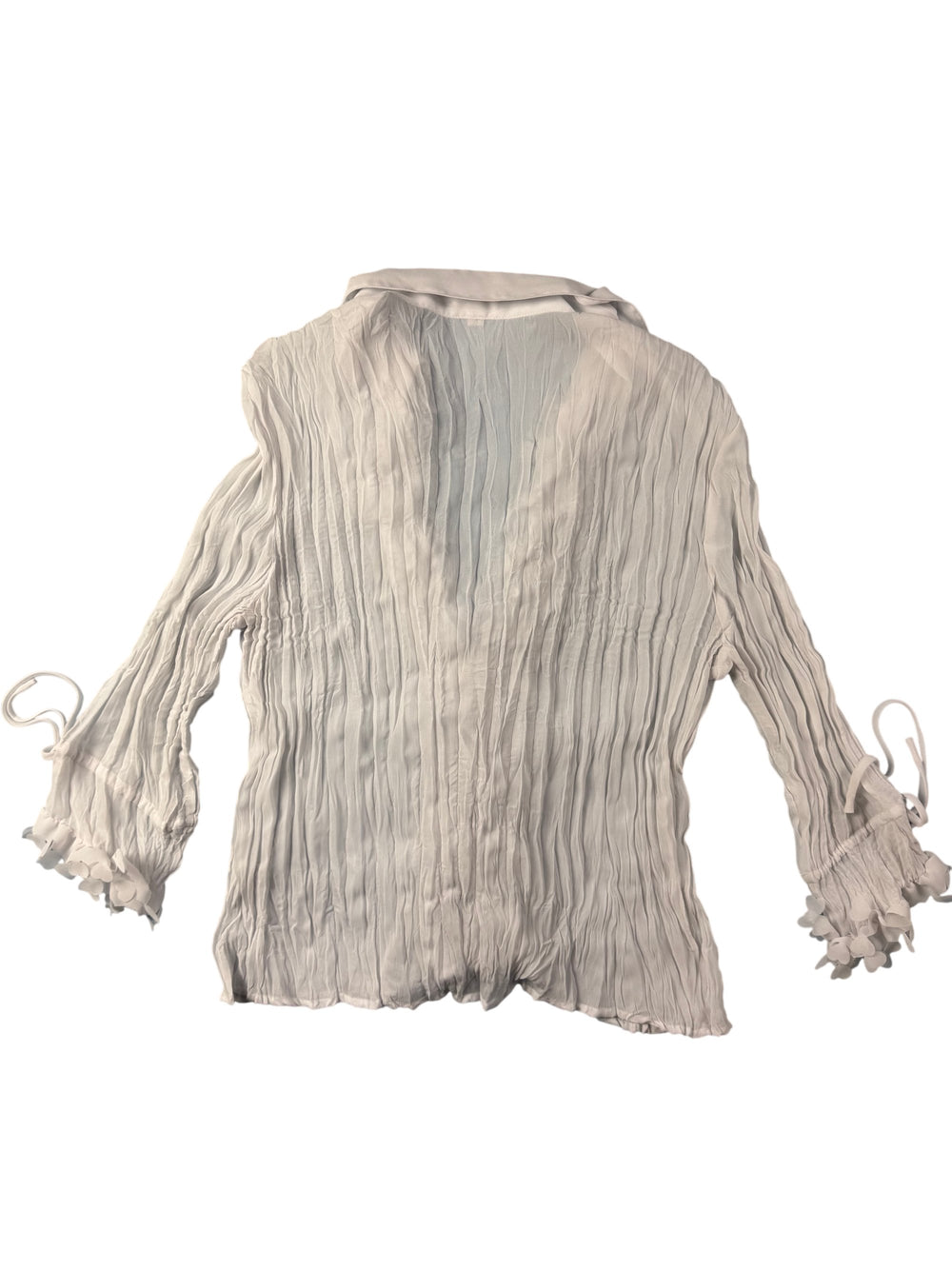 Jaipur White Floral Ruffle Blouse - Think Vintage
