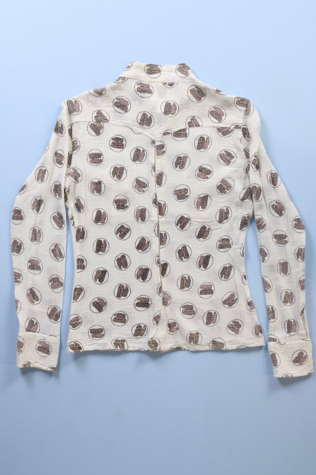 Vintage Stud Mandarin Collar Fox Glacier Print Shirt