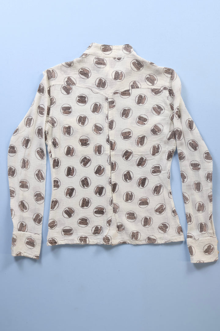 Vintage Stud Mandarin Collar Fox Glacier Print Shirt