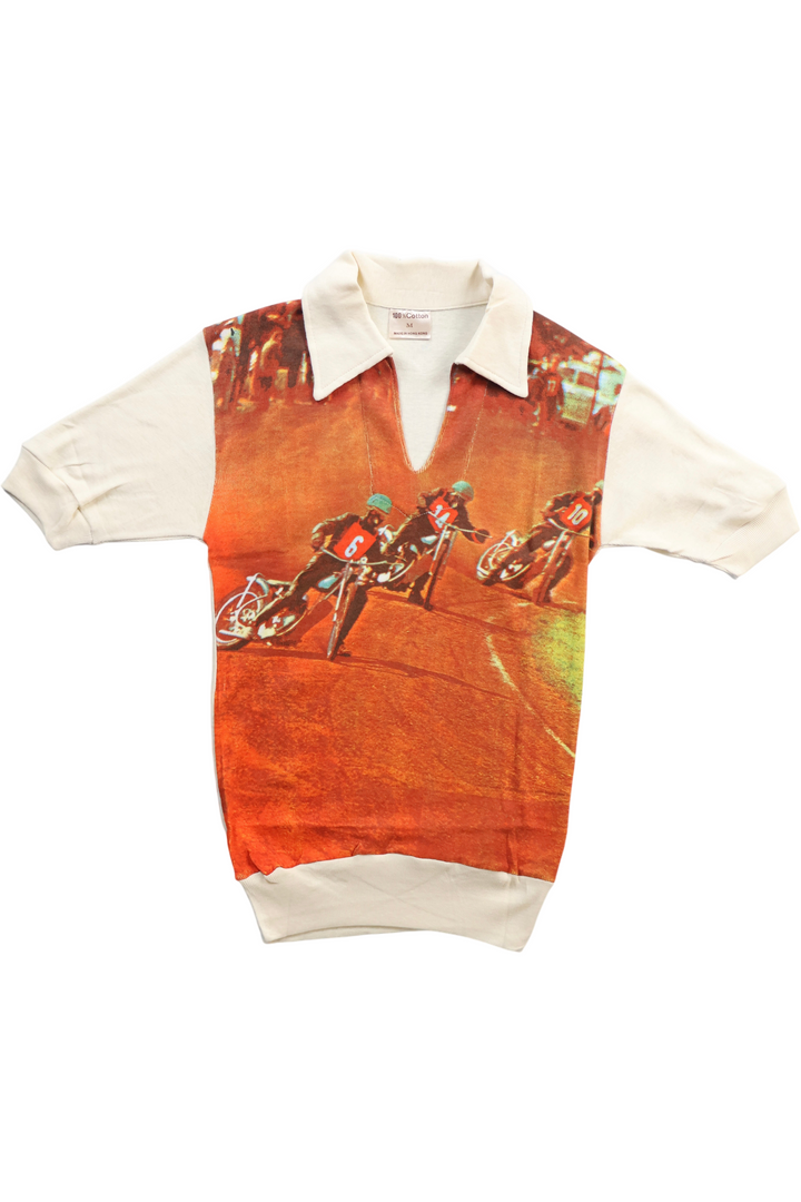 1970s Speedway Graphic Cotton T-Shirt - S - Think Vintage