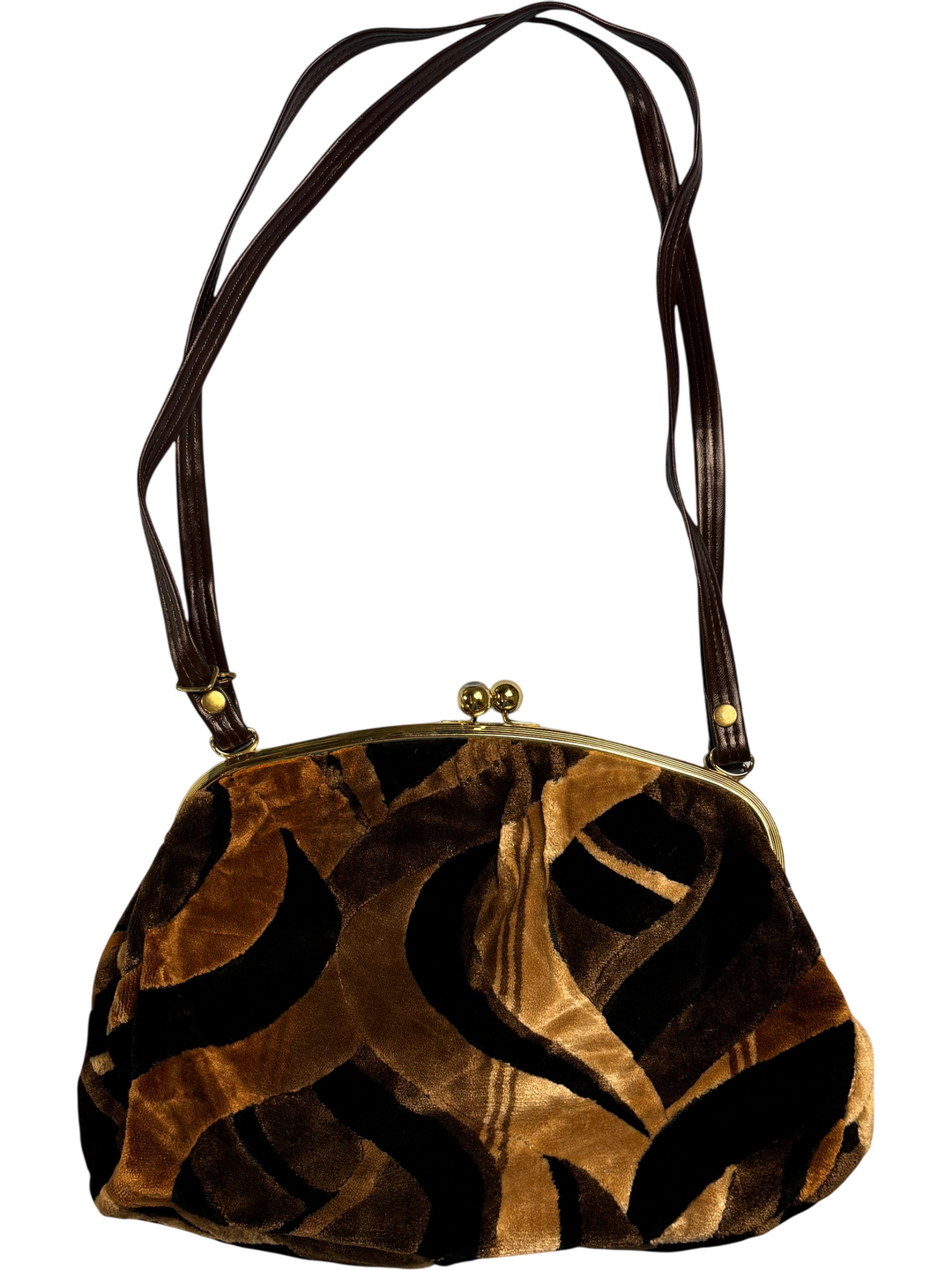 Retro Brown Velvet Shoulder Bag - Think Vintage