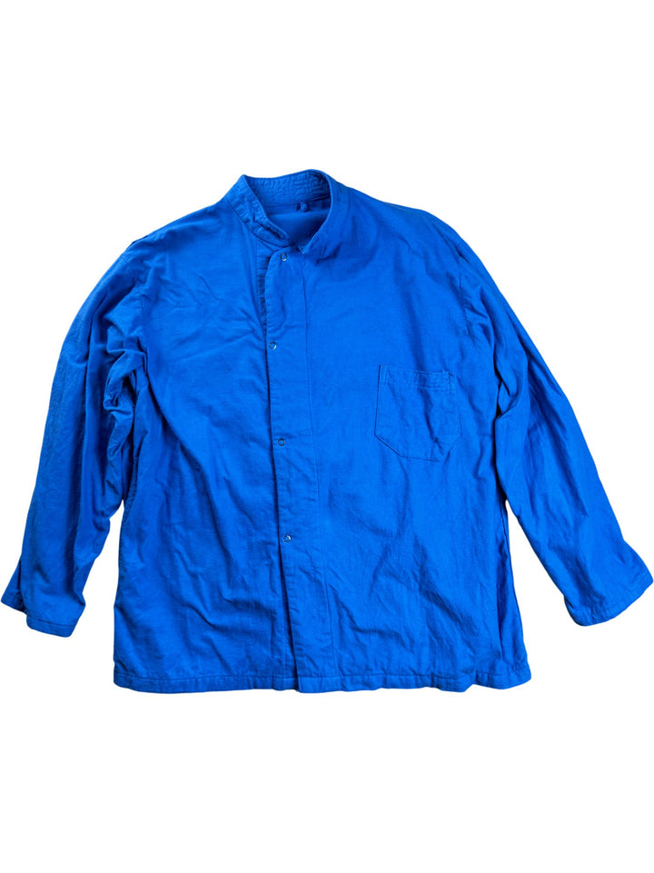 80s Blue Cotton Snap Fastened Shirt - XL
