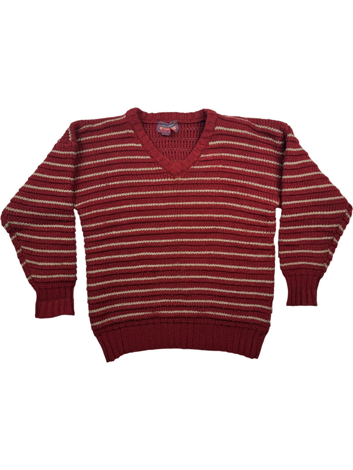 Jean Jeanie Red Striped Knit Sweater - M