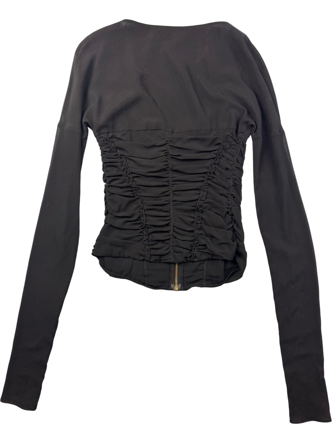 Roberto Cavalli Ruched Black Long Sleeve Top - XS/S