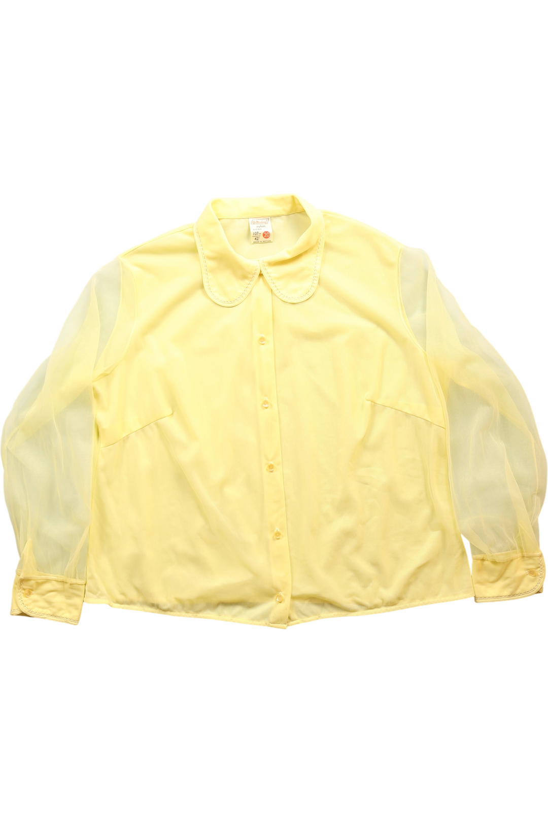 1960s Long Sheer Sleeved Yellow Blouse - Think Vintage
