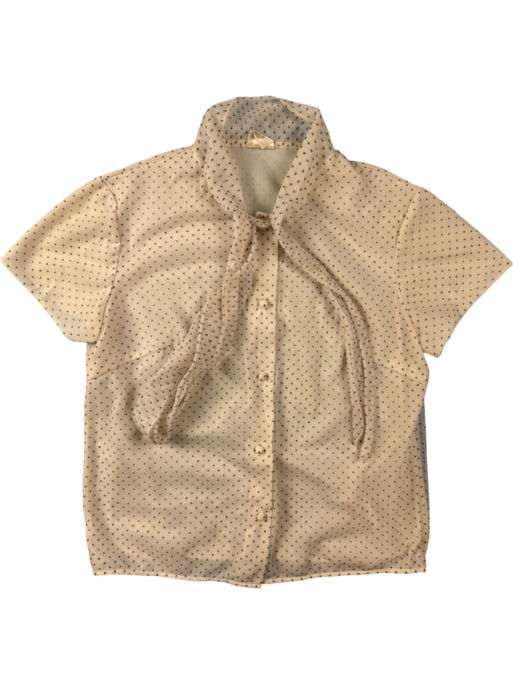 1970s Polka Dot Short Sleeved Blouse