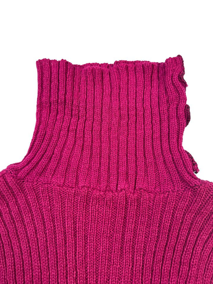 Ribbed Knit Turtleneck Sweater - S - Think Vintage