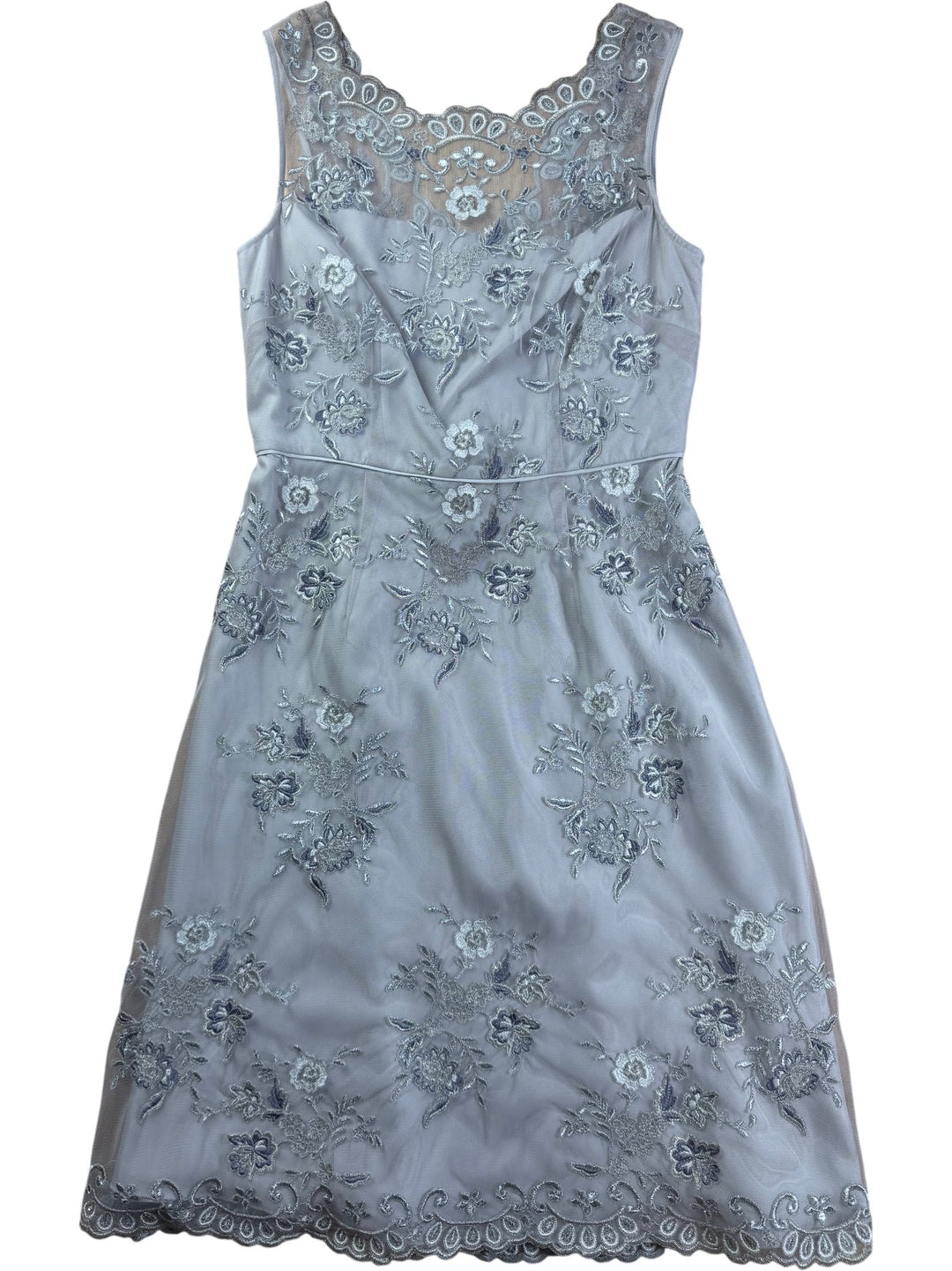 Monsoon Silver Floral Embroidered Dress - S