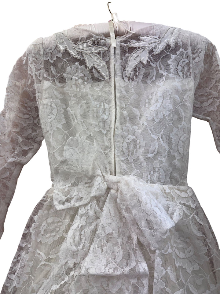 1960s White Lace Wedding Dress