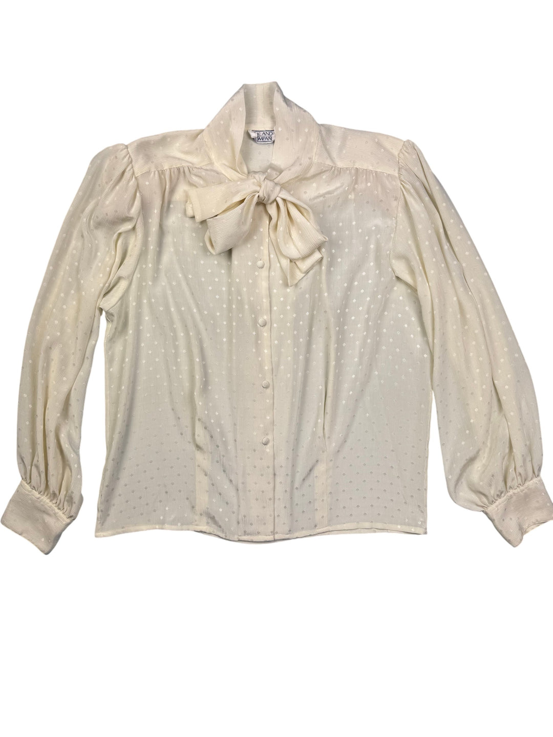 1980s Polka Dot Long Sleeved Blouse - M - Think Vintage