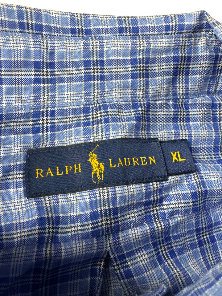 Ralph Lauren Blue Plaid Long Sleeve Shirt - XXL