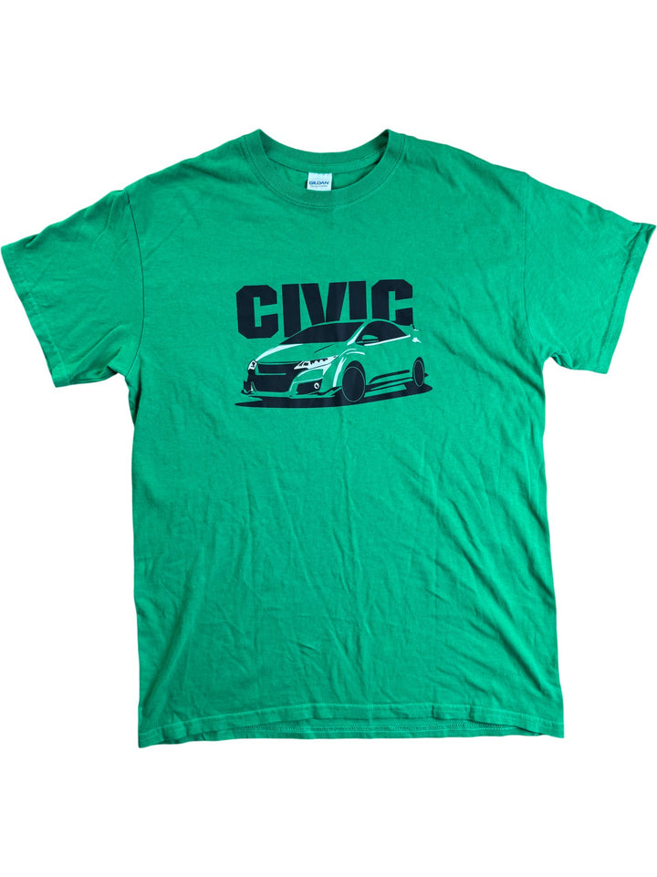 Gildan Green Civic Car Graphic T-Shirt - M