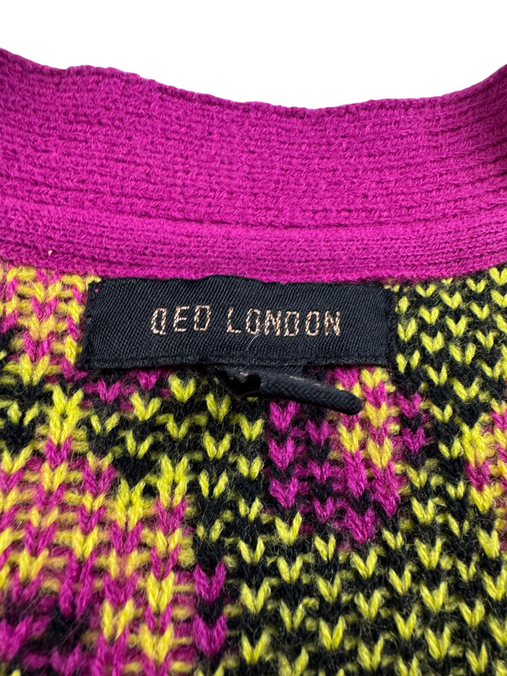 QED London Leopard Print Acrylic Cardigan - S - Think Vintage