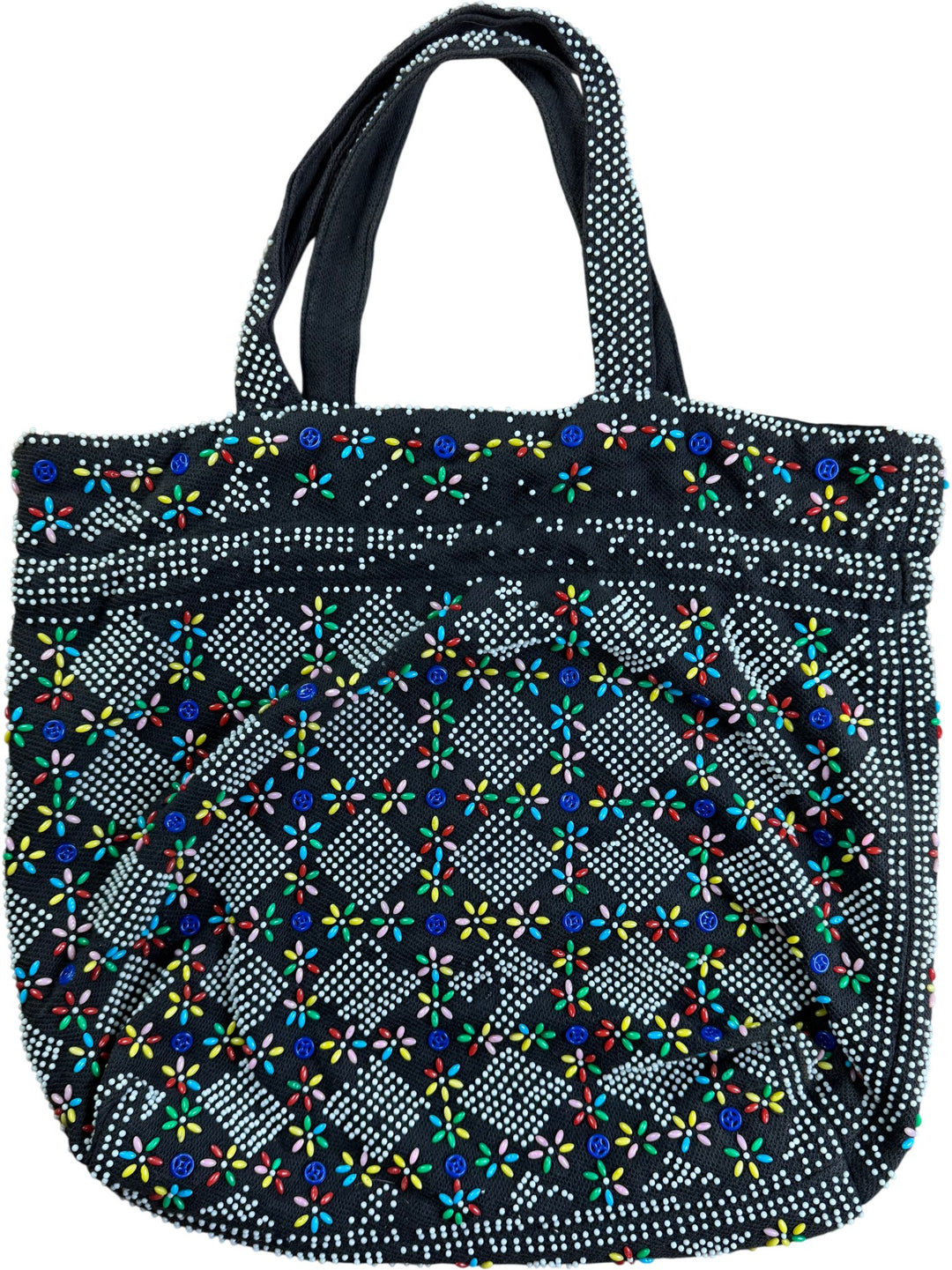 Multicoloured Beaded Patterned Tote Bag