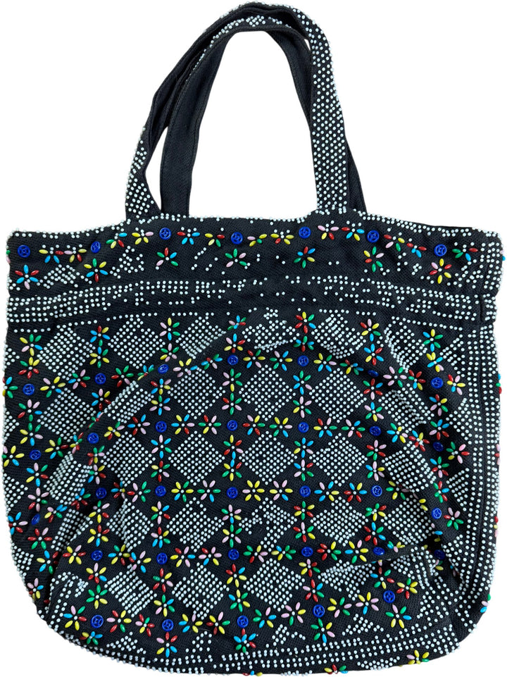 Multicoloured Beaded Patterned Tote Bag