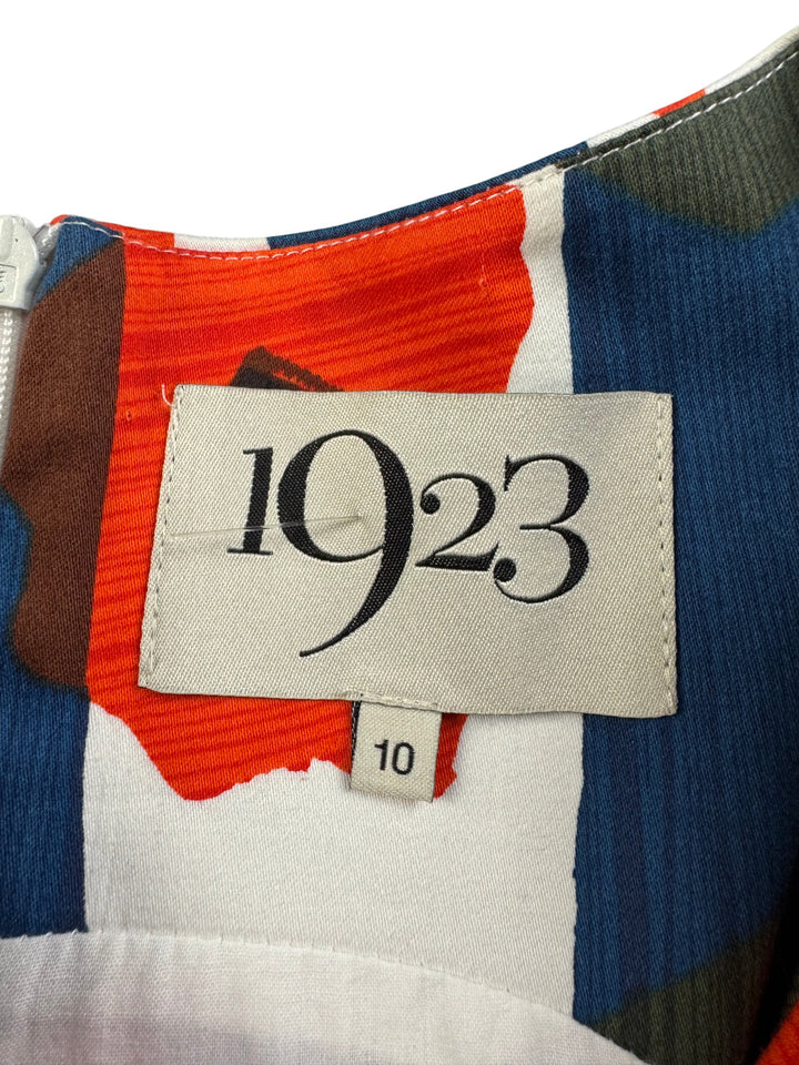 Geometric Patterned Cap Sleeve Dress - S