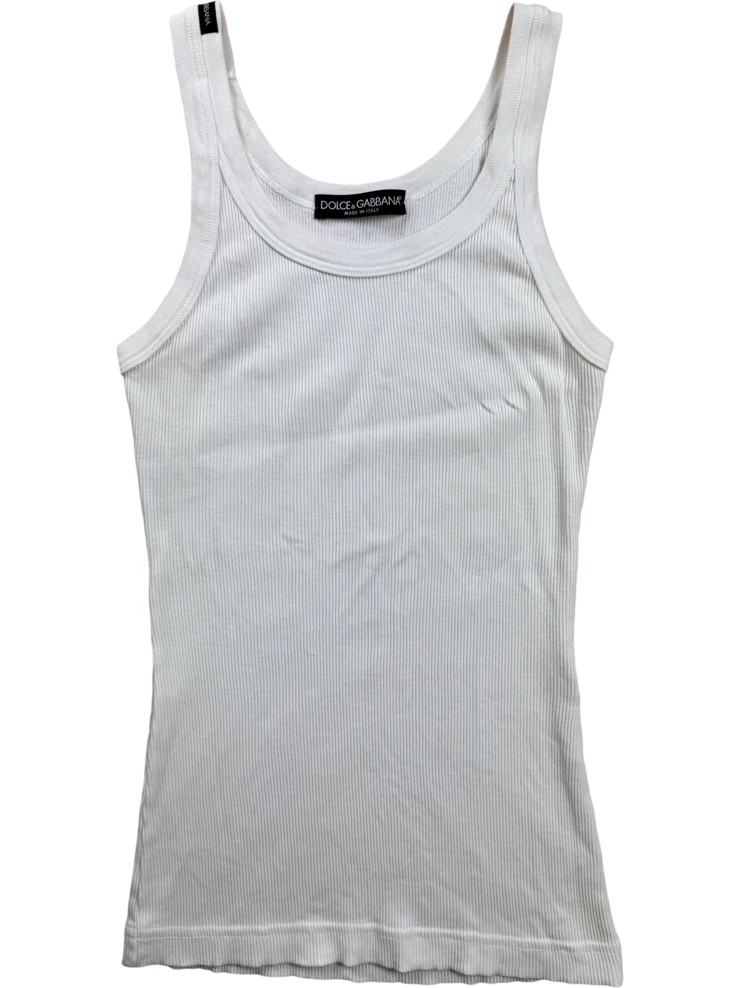 Dolce & Gabbana White Ribbed Tank Top - XS
