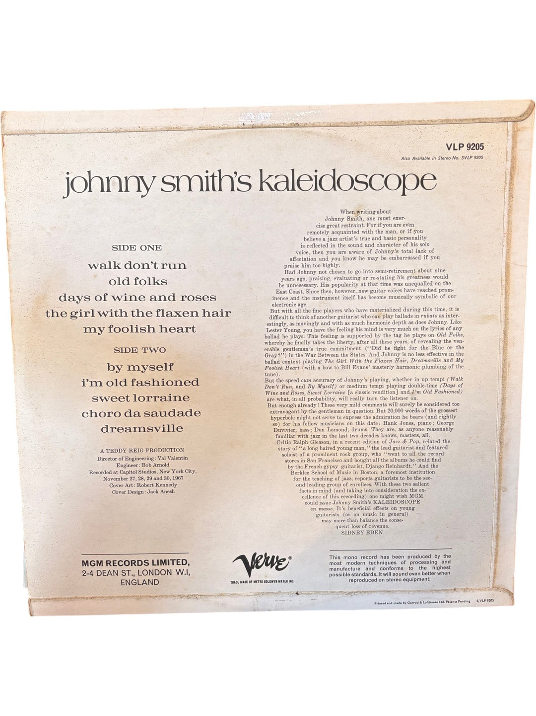 Johnny Smith's Kaleidoscope LP - Fair