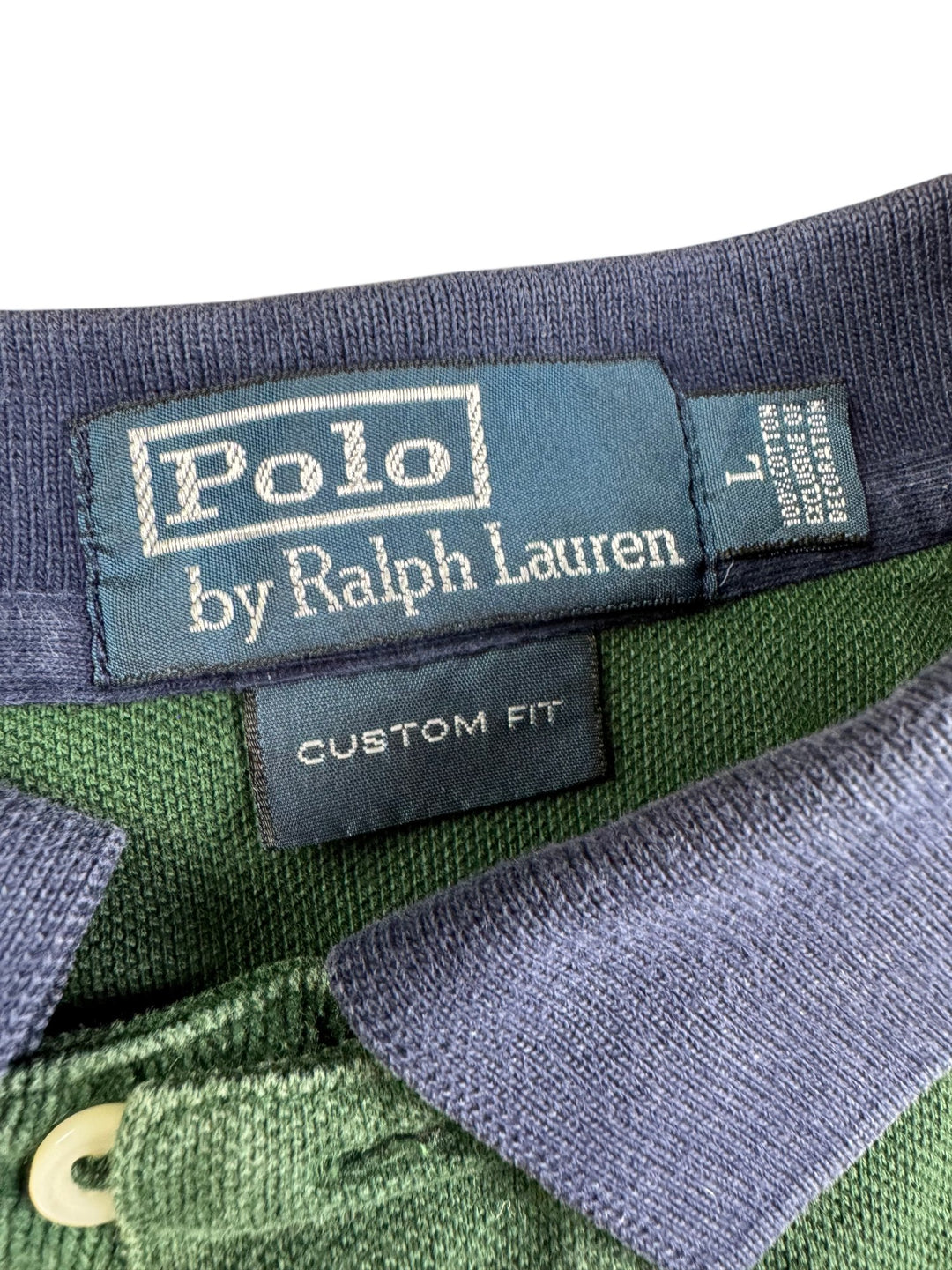 Ralph Lauren Green Polo Shirt with Blue Stripe