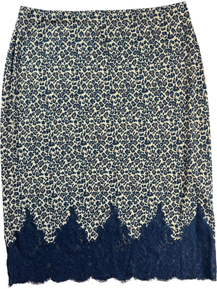 Anna Scholz Leopard Print Lace Trim Skirt - W40-48