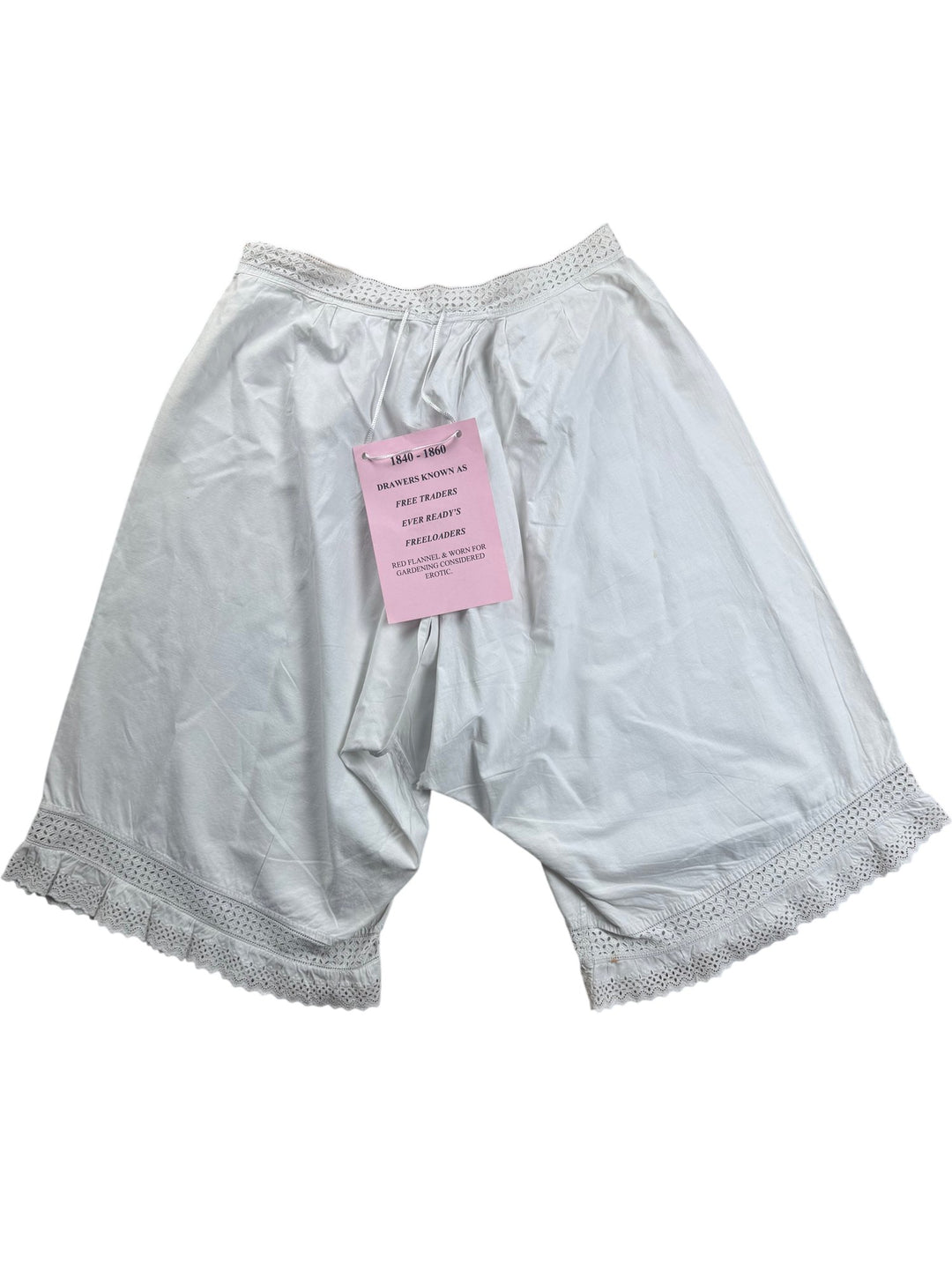 1850s White Lace Trimmed Underpants - W26 - Think Vintage ltd