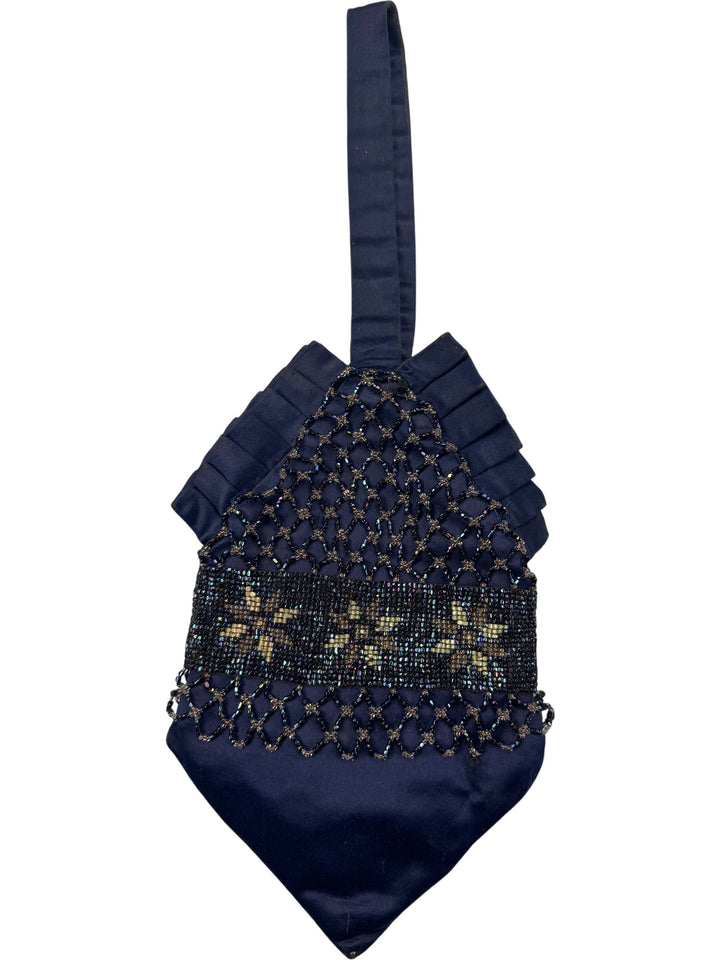 1920s Silk Beaded Evening Purse with Floral Design - Think Vintage