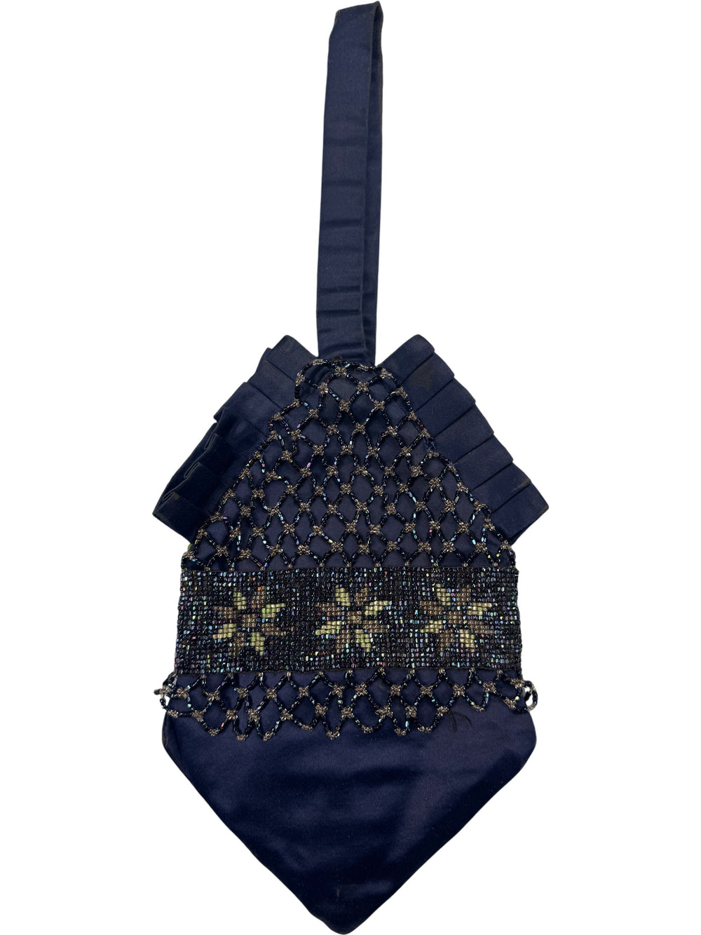 1920s Silk Beaded Evening Purse with Floral Design - Think Vintage