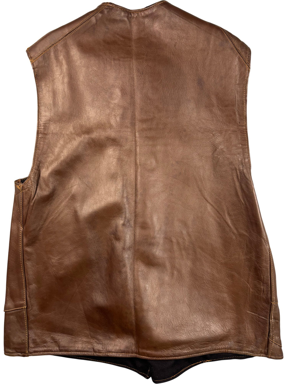 1940s Leather Vest with Button Closure - L - Think Vintage ltd