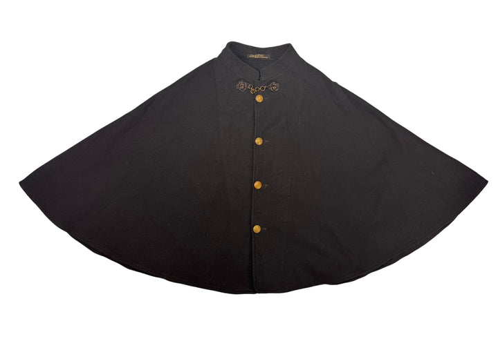 1940s Pipe & McGill Black Cape with Decorative Buttons - XS - Think Vintage