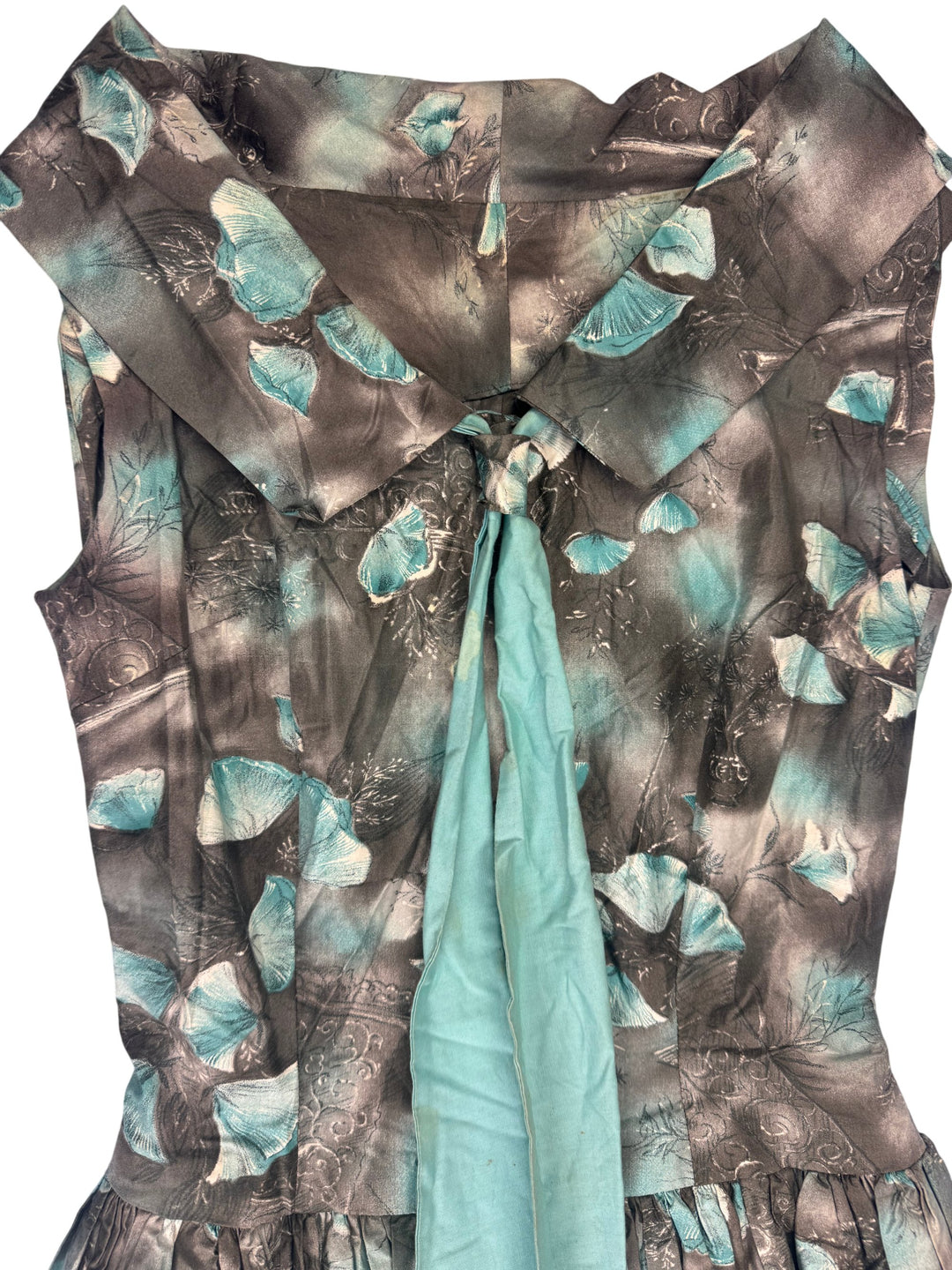 1950s Floral Pattern Sleeveless Dress - S - Think Vintage
