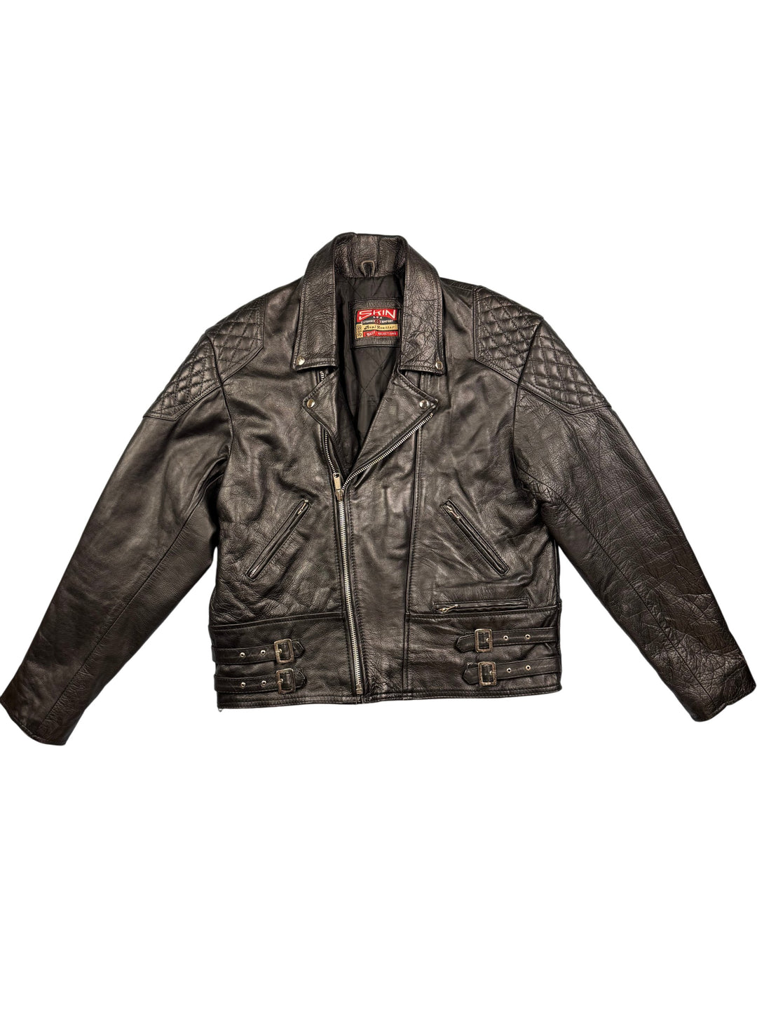 1950s Skin Leather Motorcycle Jacket - L - Think Vintage Online Ltd