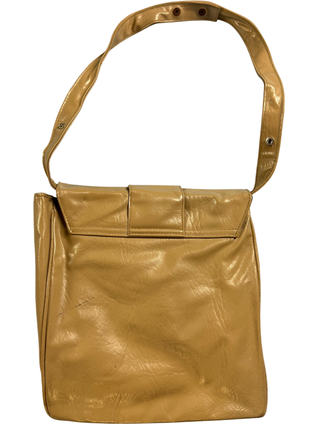 1960s Beige Flap Closure Shoulder Bag - Think Vintage