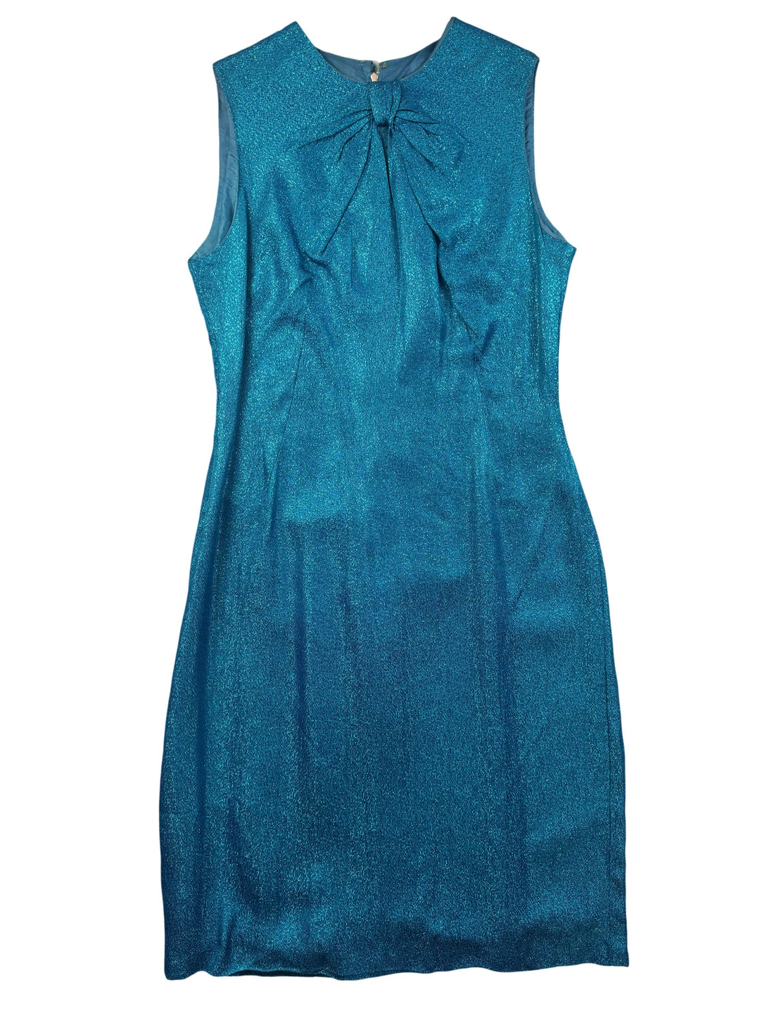 1960s Blue Sleeveless Sheath Dress - S - Think Vintage Online Ltd