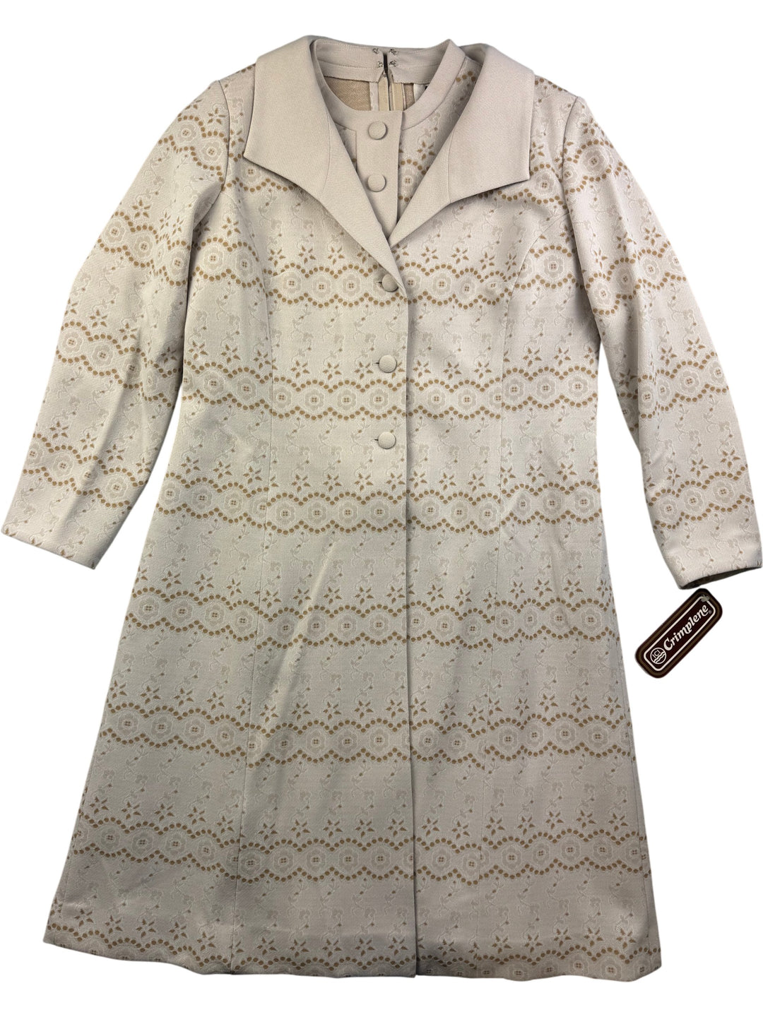 1960s Cream Lace Patterned Dress - M - Think Vintage Online Ltd