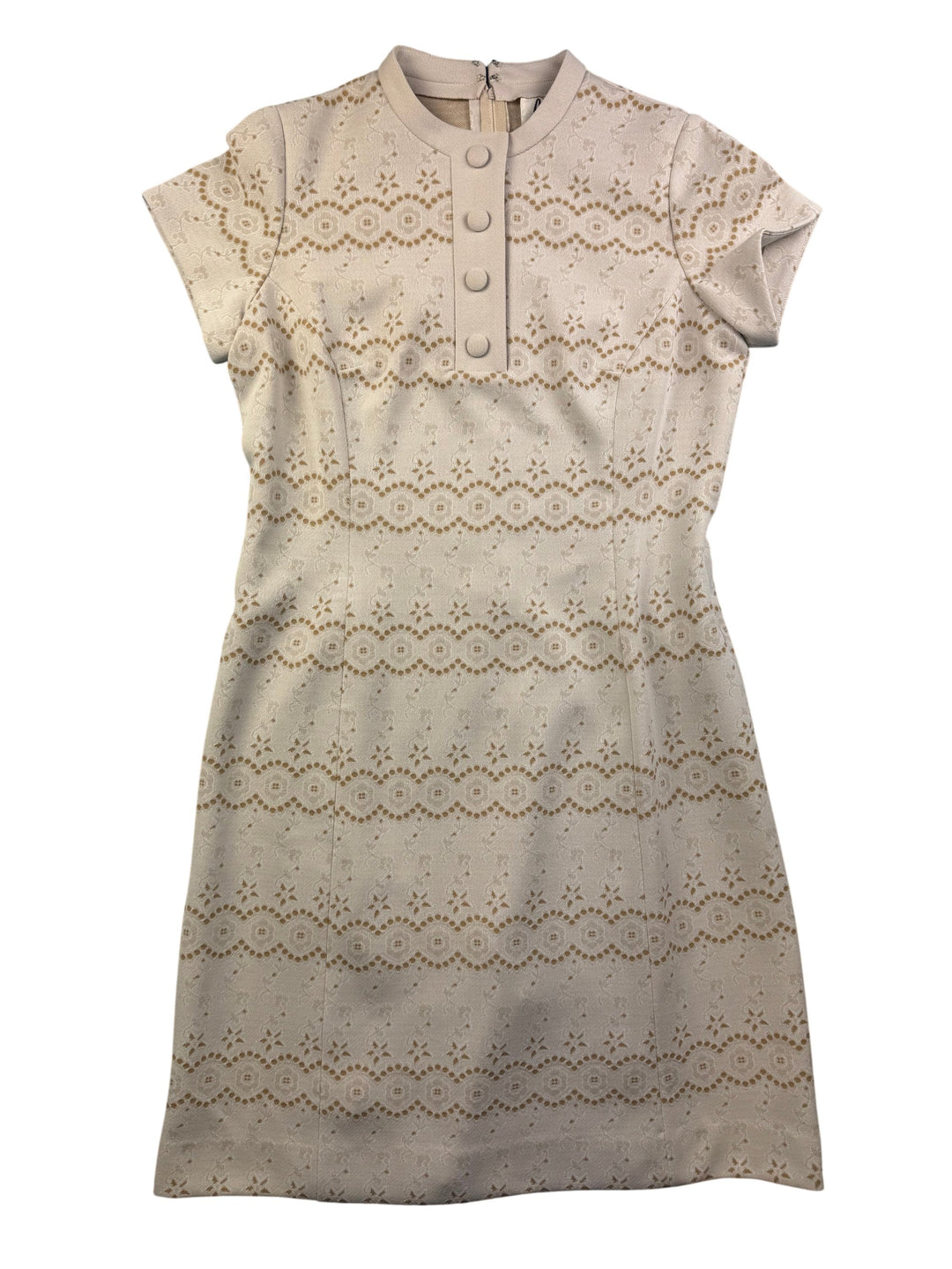 1960s Cream Lace Patterned Dress - M - Think Vintage Online Ltd