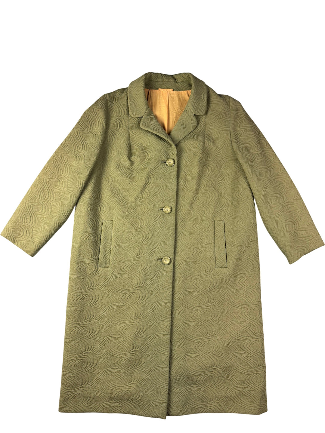 1960s D. H. Evans Green Textured Coat - L - Think Vintage