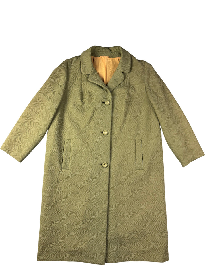 1960s D. H. Evans Green Textured Coat - L - Think Vintage