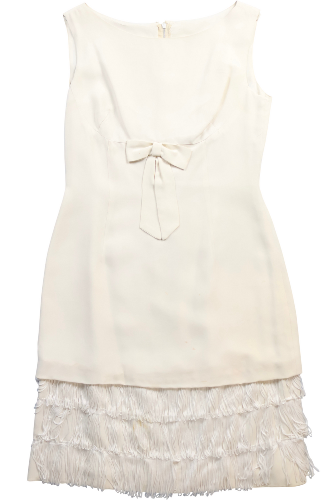 1960s Fringe Shift Dress With Bow - M - Think Vintage ltd