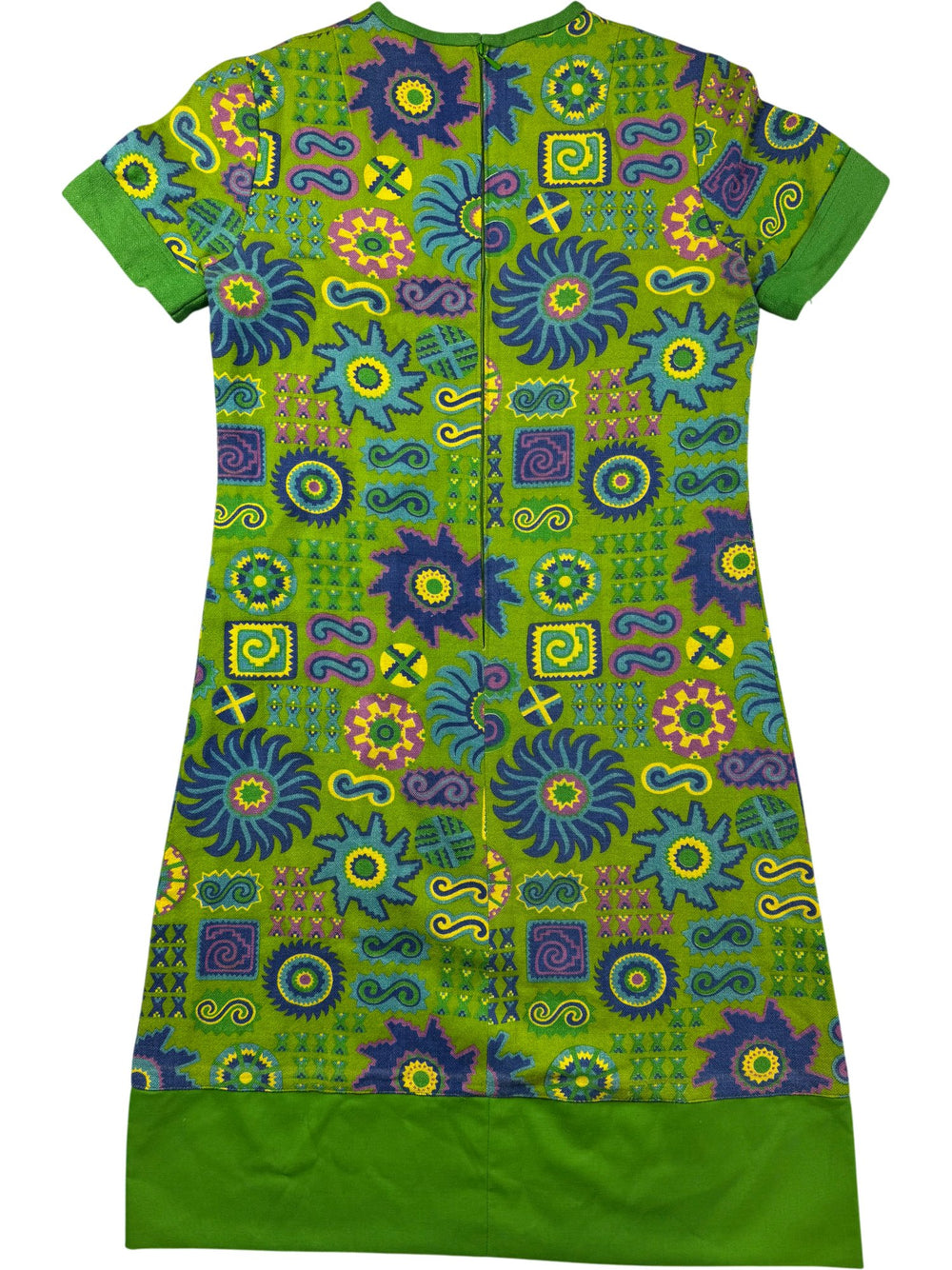 1960s Geometric Patterned Short Sleeve Dress - S/M - Think Vintage ltd