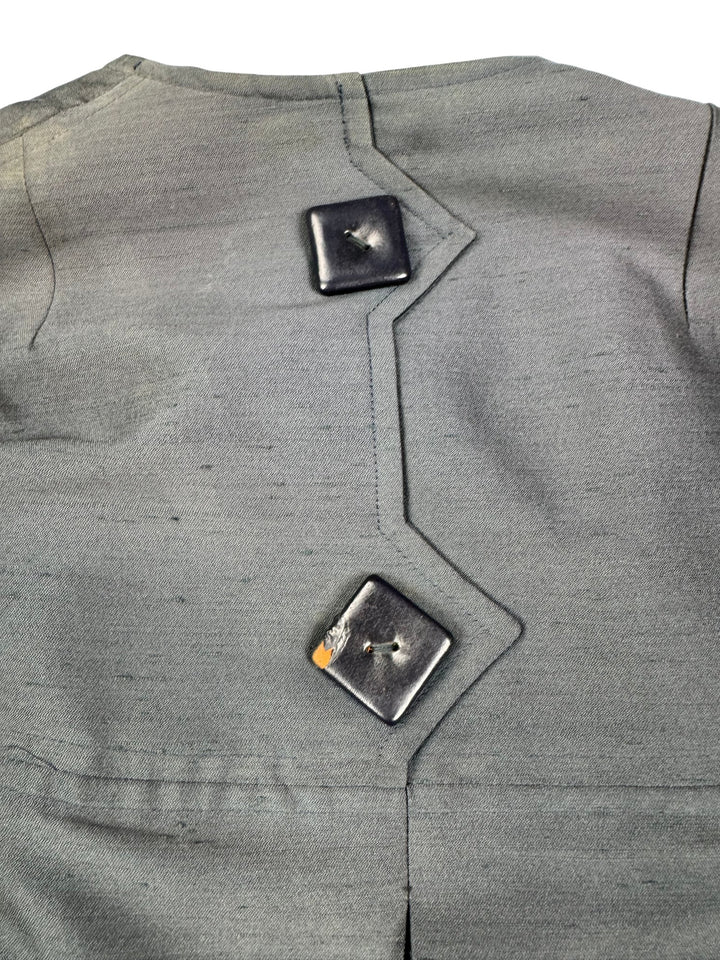 1960s Gray Swiss Made Silk Trench Coat - S - Think Vintage Online Ltd