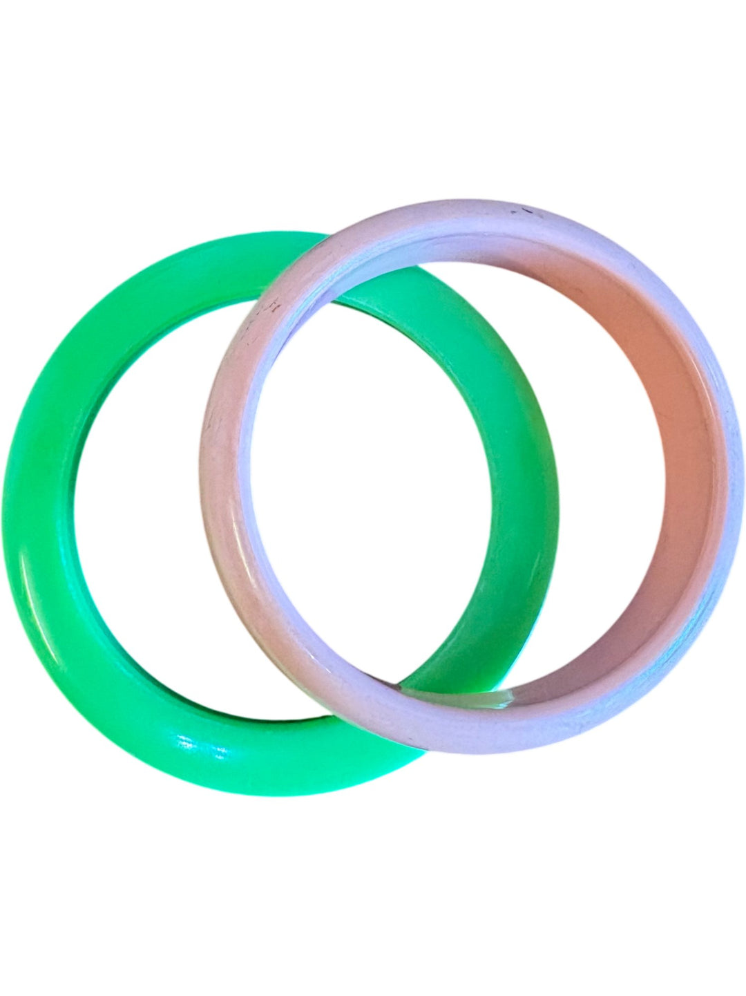 1960s Green and Pink Plastic Bangles - Think Vintage ltd
