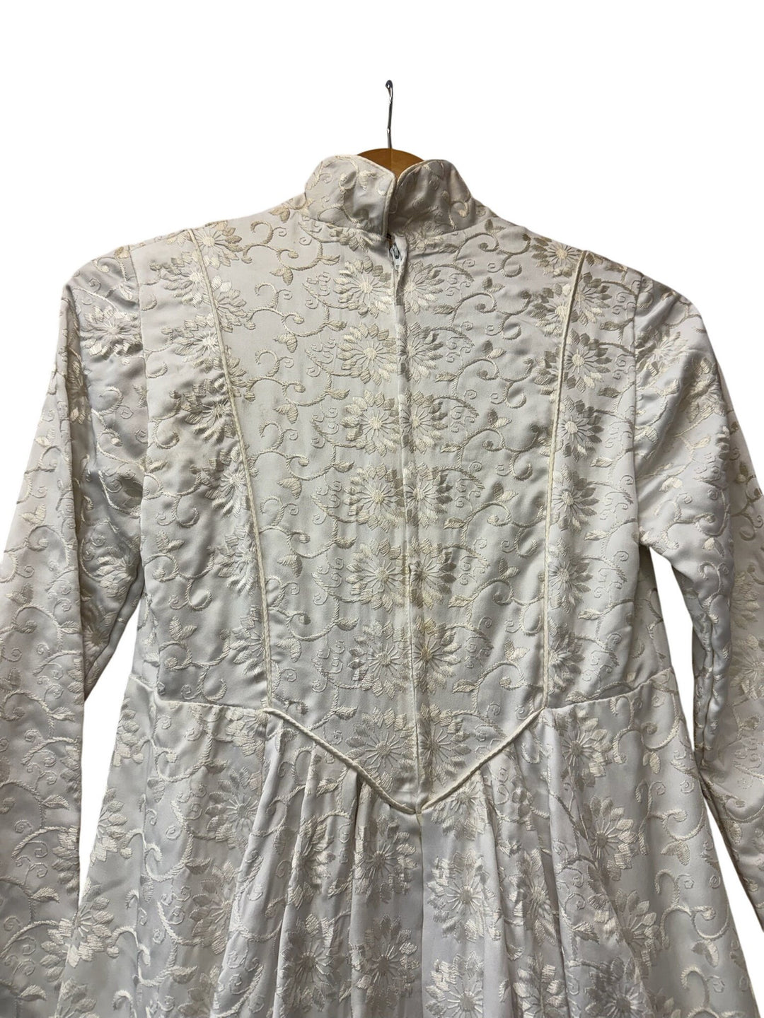 1960s Ivory Floral Embroidered Wedding Dress