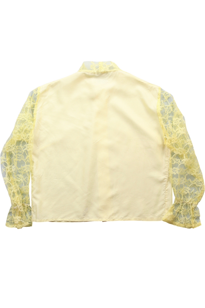 1960s Lace Sleeve Button Up Blouse - M - Think Vintage ltd
