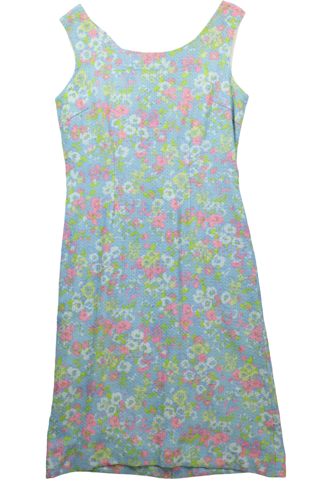 1960s Ladies Pride Floral Sleeveless Shift Dress - S - Think Vintage Online Ltd
