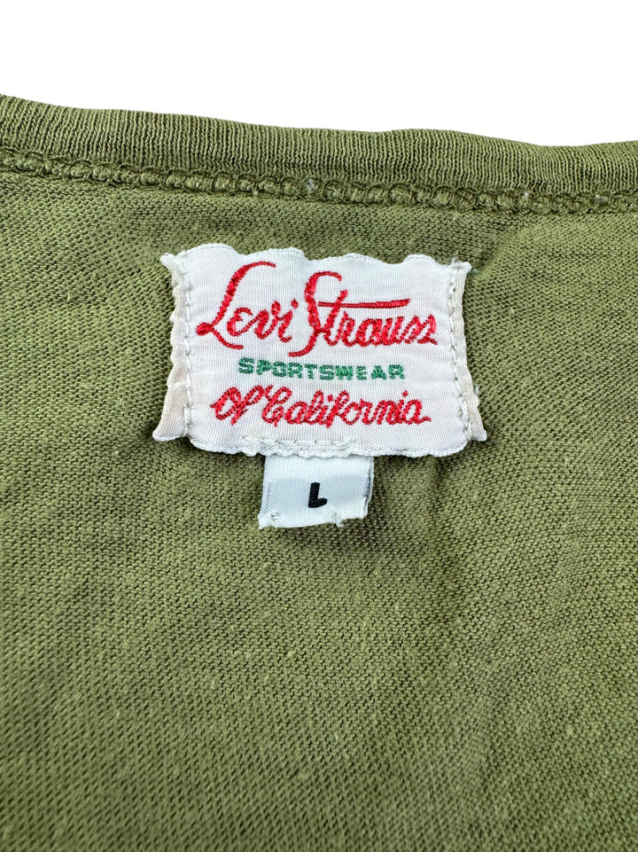 1960s Levi Strauss Olive Green T-Shirt - S - Think Vintage ltd