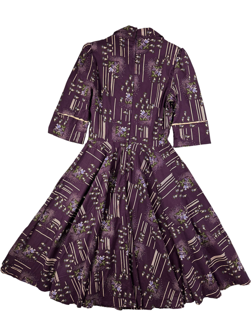 1960s Purple Floral Patterned Dress - XS - Think Vintage