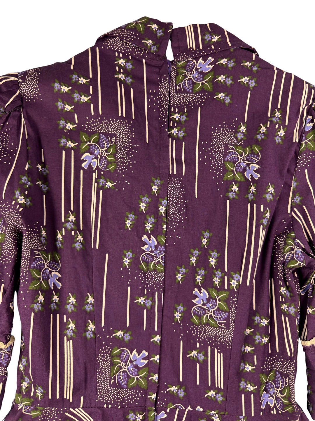 1960s Purple Floral Patterned Dress - XS - Think Vintage Online Ltd