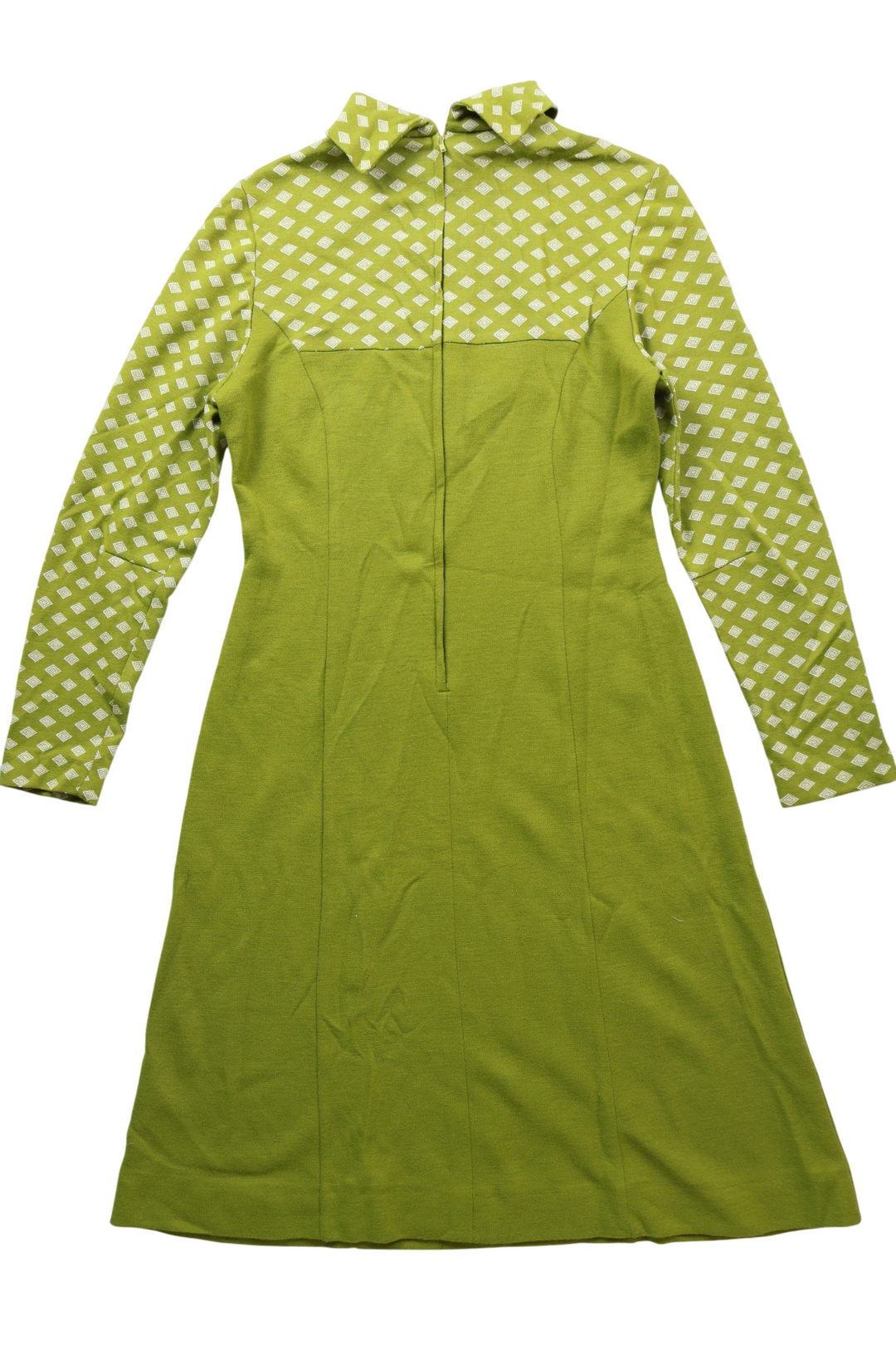 1960s Strelitz Geometric Long Sleeve Midi Dress - L - Think Vintage Online Ltd