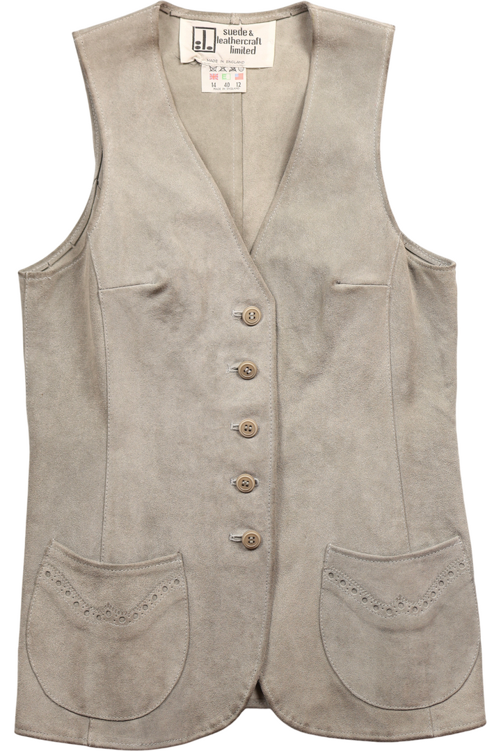 1960s Suede Waistcoat - S - Think Vintage ltd