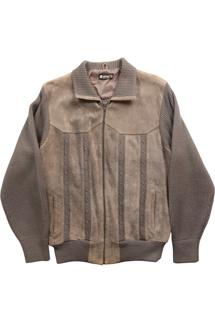 1960s Suede and Knit Cardigan - XL - Think Vintage ltd
